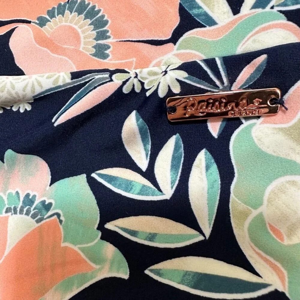 Raisins Plus Size 22W Tie Back High-Rise Bikini‎ Bottoms Navy Floral NWT